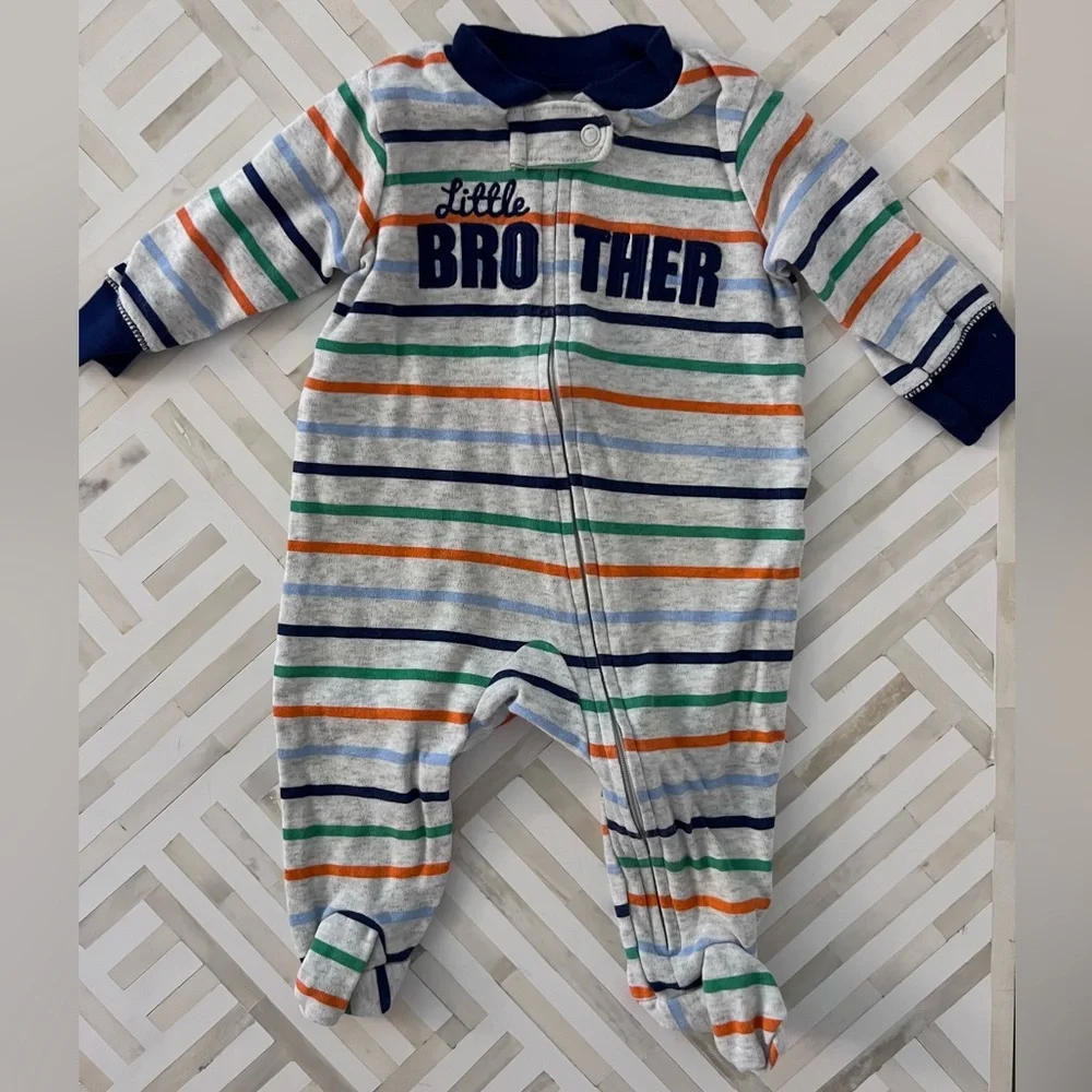 CARTERS Little Brother Striped Footies Bundle, 3mo